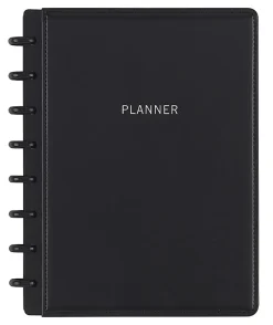 TUL® Discbound Monthly Planner Starter Set, Undated, Junior Size, Leather Cover, Black