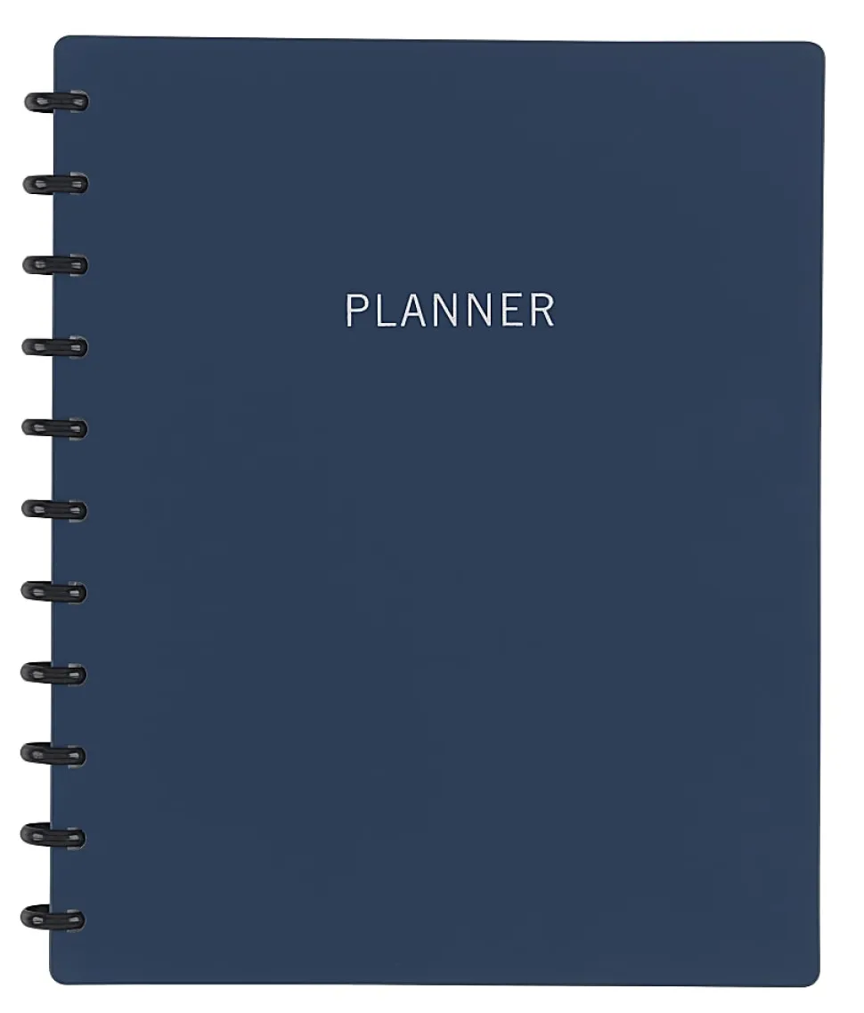 TUL® Discbound Monthly Planner Starter Set, Undated, Letter Size, Soft-Touch Cover, Navy