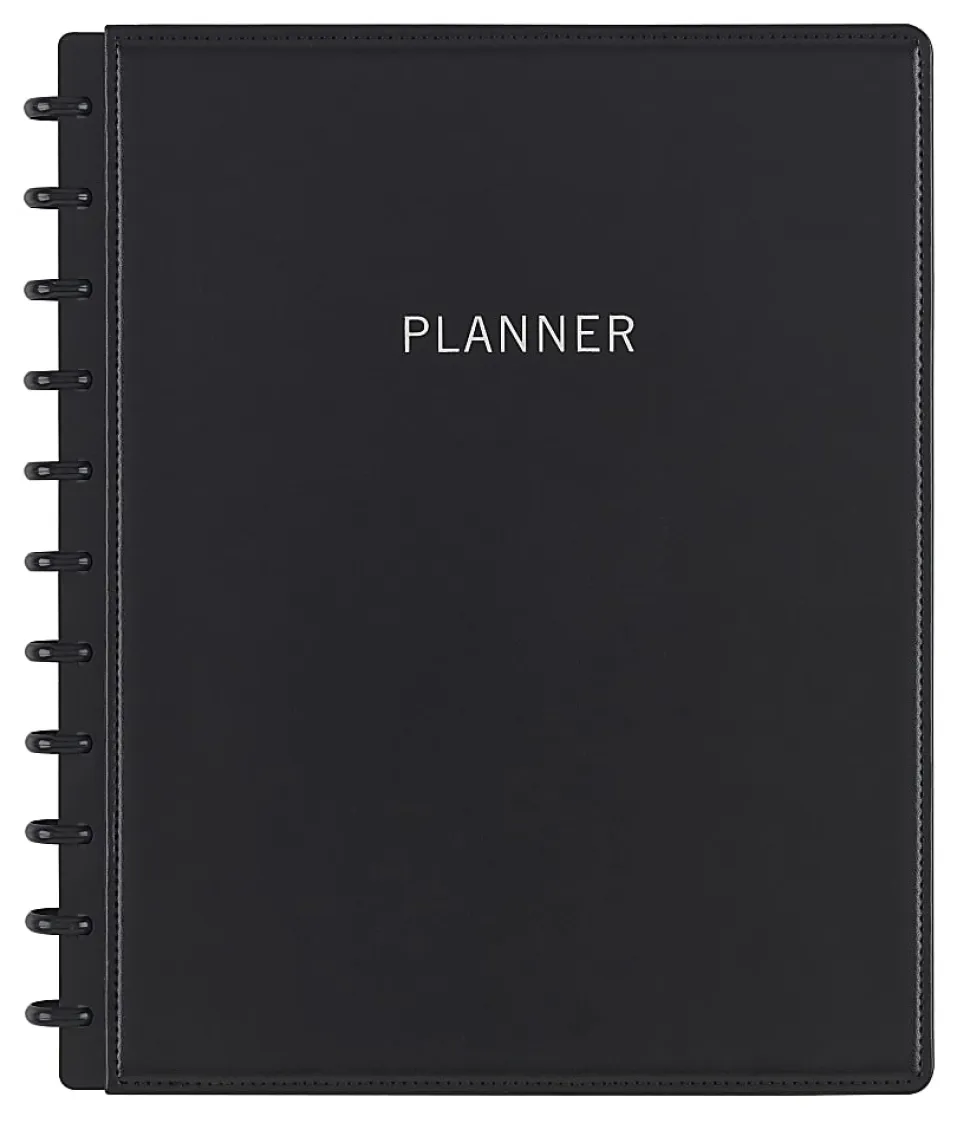TUL® Discbound Monthly Planner Starter Set, Undated, Letter Size, Leather Cover, Black