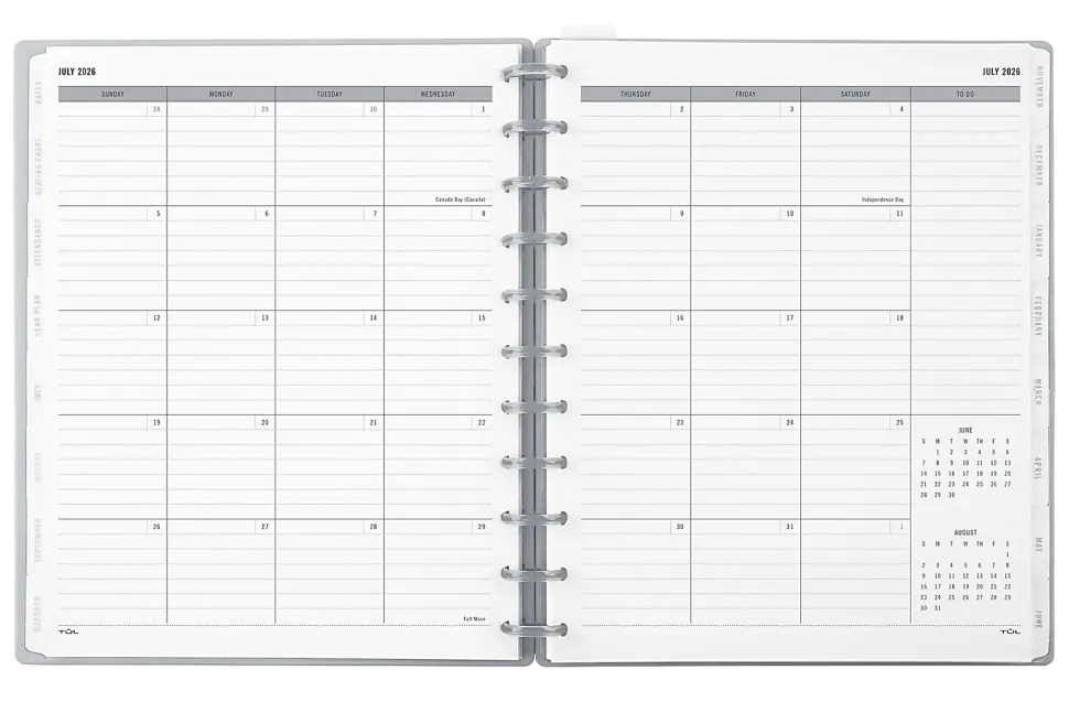 2026-2027 TUL® Discbound Monthly Teacher Planner, Letter Size, Gray, July To June