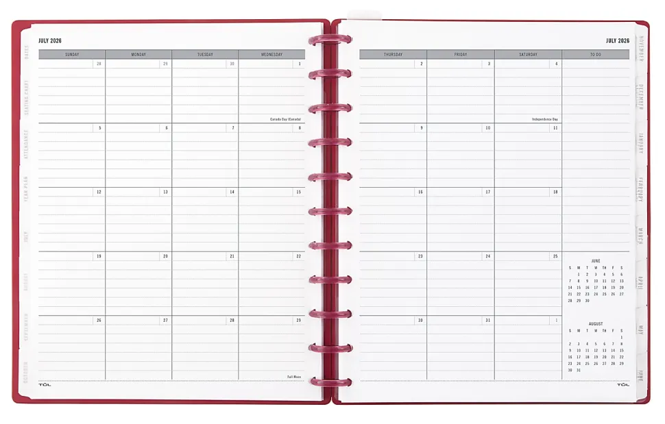 2026-2027 TUL® Discbound Monthly Teacher Planner, Letter Size, Pink, July To June