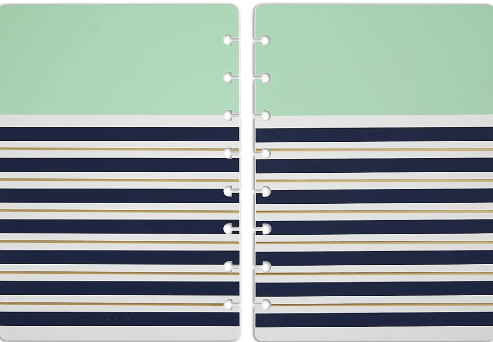 TUL® Discbound Notebook Covers, Junior Size, Mint Stripes, Pack of 2 Covers