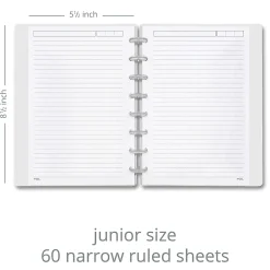 TUL® Discbound Notebook With 3 Customizable & Reversible Poly Covers, Junior Size, Narrow Ruled, 60 Sheets, Assorted Cover Designs