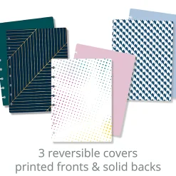 TUL® Discbound Notebook With 3 Customizable & Reversible Poly Covers, Junior Size, Narrow Ruled, 60 Sheets, Assorted Cover Designs