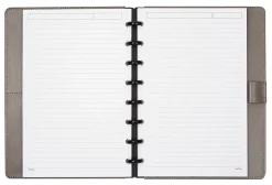 TUL® Discbound Notebook With Debossed Leather Cover, Junior Size, Narrow Ruled, 60 Sheets, Gray
