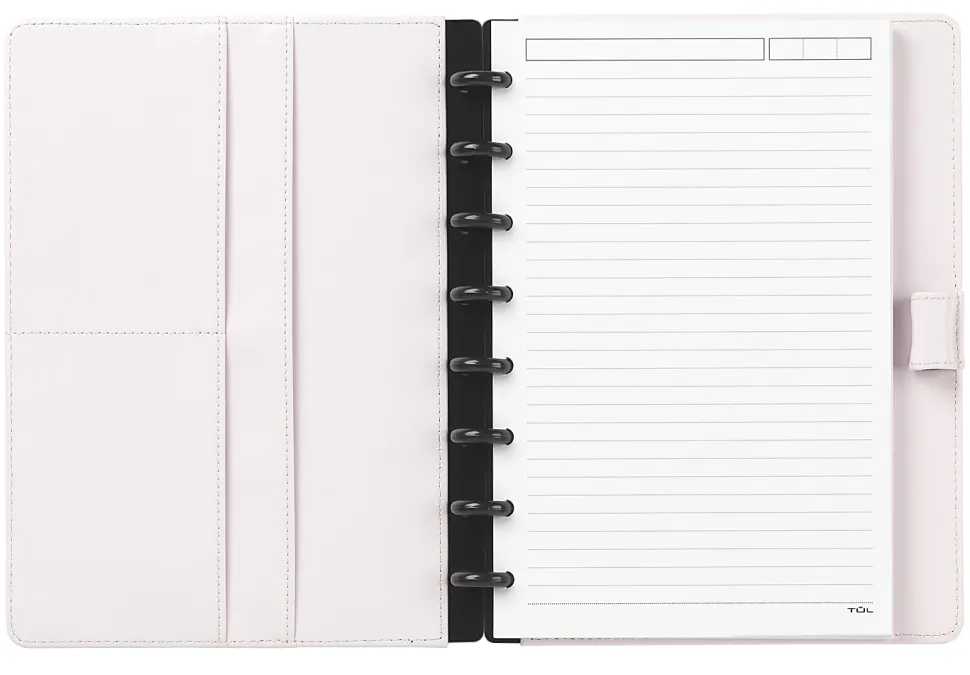 TUL® Discbound Notebook With Die-Cut Leather Cover, Junior Size, Narrow Ruled, 60 Sheets, Pink/Rose Gold