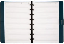 TULĀ® Discbound Notebook With Leather Cover, Junior Size, Narrow Ruled, 60 Sheets, Navy