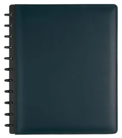 TUL® Discbound Notebook With Leather Cover, Letter Size, Narrow Ruled, 60 Sheets, Navy