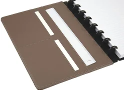 TUL® Discbound Notebook With Leather Cover, Junior Size, Narrow Ruled, 60 Sheets, Brown