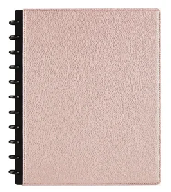 TUL® Discbound Notebook With Pebbled Leather Cover, Letter Size, Narrow Ruled, 60 Sheets, Rose Gold