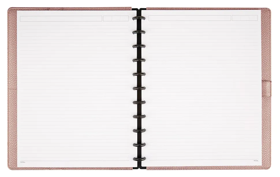 TUL® Discbound Notebook With Pebbled Leather Cover, Letter Size, Narrow Ruled, 60 Sheets, Rose Gold