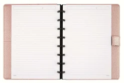 TULĀ® Discbound Notebook With Pebbled Leather Cover, Junior Size, Narrow Ruled, 60 Sheets, Rose Gold
