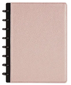TUL® Discbound Notebook With Pebbled Leather Cover, Junior Size, Narrow Ruled, 60 Sheets, Rose Gold