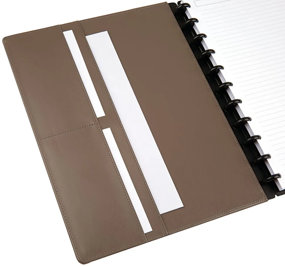 TUL® Discbound Notebook With Pebbled Leather Cover, Junior Size, Narrow Ruled, 60 Sheets, Rose Gold
