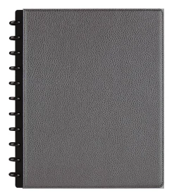 TUL® Discbound Notebook With Pebbled Leather Cover, Letter Size, Narrow Ruled, 60 Sheets, Gunmetal