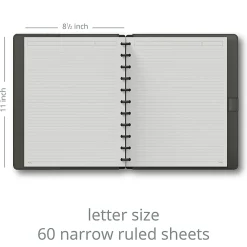 TUL® Discbound Notebook With Vegan Leather Cover, Letter Size, Narrow Ruled, 60 Sheets, Smoke Moss Green