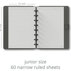 TUL® Discbound Notebook With Vegan Leather Cover, Junior Size, Narrow Ruled, 60 Sheets, Smoke Moss Green