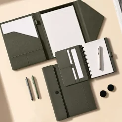 TUL® Discbound Notebook With Vegan Leather Cover, Junior Size, Narrow Ruled, 60 Sheets, Smoke Moss Green
