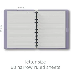 TUL® Discbound Notebook With Vegan Leather Cover, Letter Size, Narrow Ruled, 60 Sheets, Lavender Mist/Lines