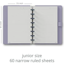 TUL® Discbound Notebook With Vegan Leather Cover, Junior Size, Narrow Ruled, 60 Sheets, Lavender Mist/Lines