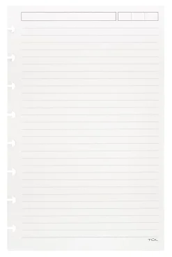 TUL® Discbound Refill Pages, Junior Size, Narrow Ruled, 50 Sheets, White