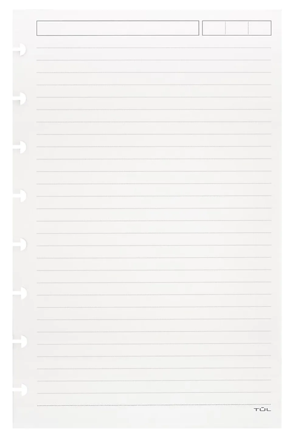 TUL® Discbound Refill Pages, Junior Size, Narrow Ruled, 50 Sheets, White