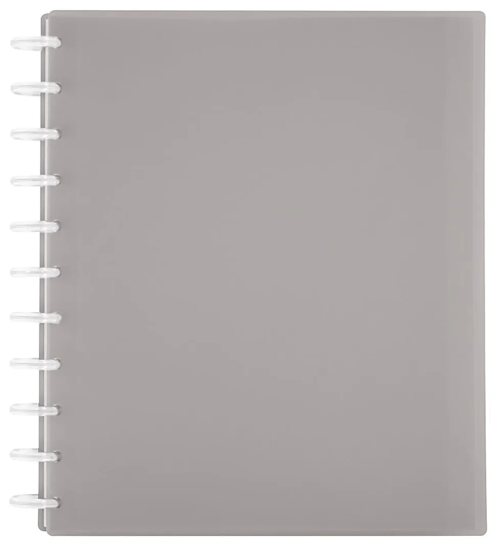 TUL® Discbound Student Notebook With Poly Cover, Letter Size, 3-Subject, Narrow Ruled, 75 Sheets, Gray