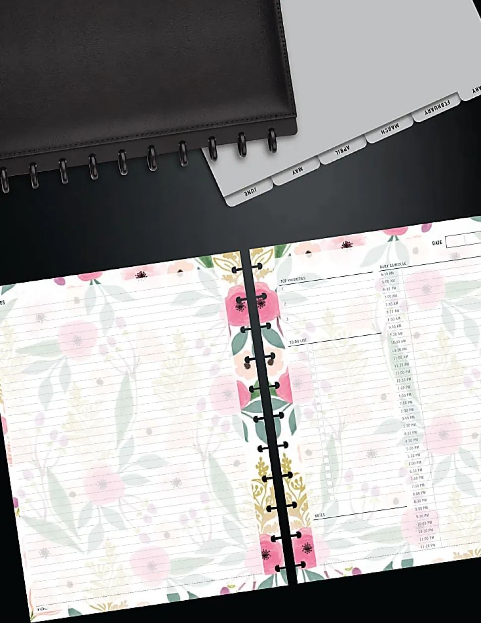 TUL® Discbound Undated Daily Refill Pages, Letter Size, 50 Sheets, Floral