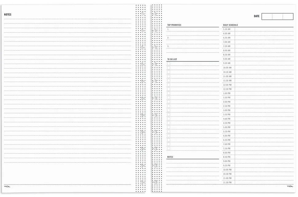 TUL® Discbound Undated Daily Refill Pages, 8-1/2" x 11", Undated, 50 Sheets