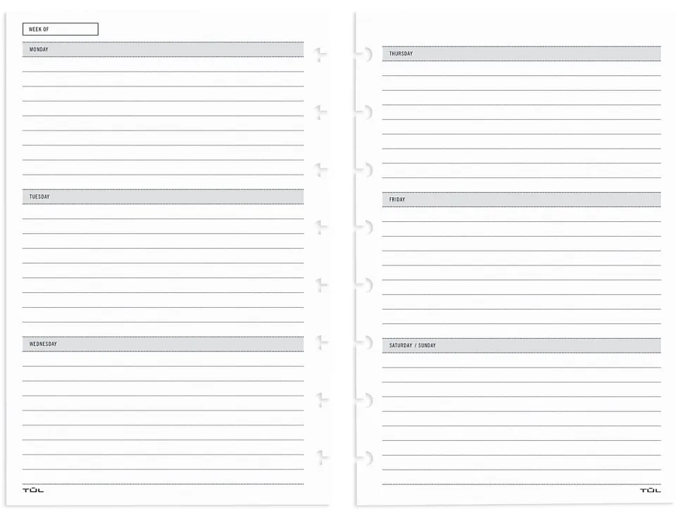 TUL® Discbound Undated Weekly/Monthly Refill Pages, Junior Size, 68 Sheets