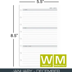 2027 TUL® Discbound Weekly/Monthly Planner Refill Pages, Junior Size, January To December