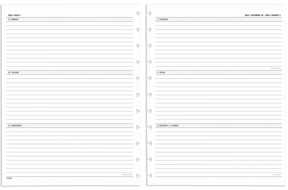 2026 TUL® Discbound Weekly/Monthly Planner Refill Pages, Letter Size, January To December