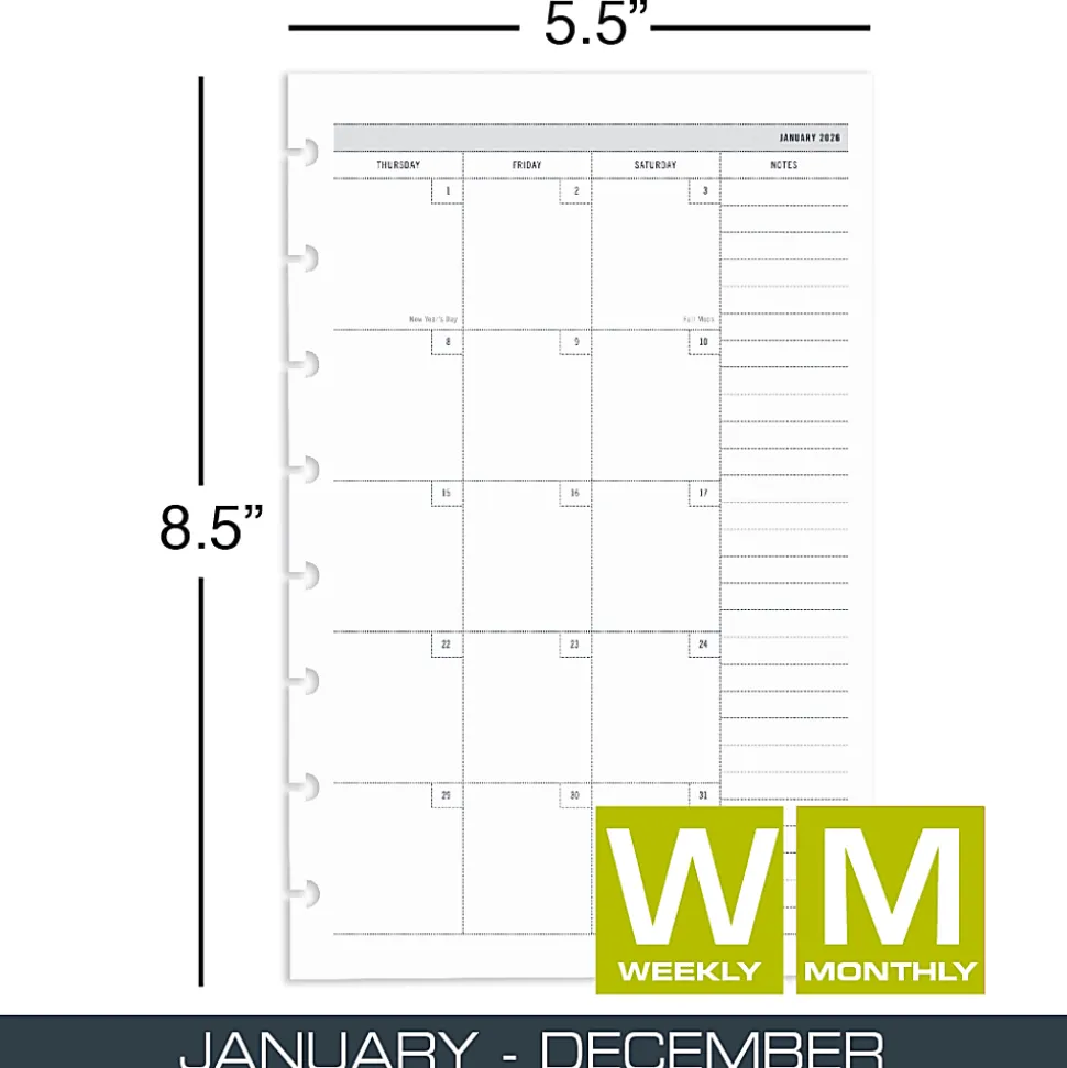 2026 TUL® Discbound Weekly/Monthly Planner Refill Pages, Junior Size, January To December