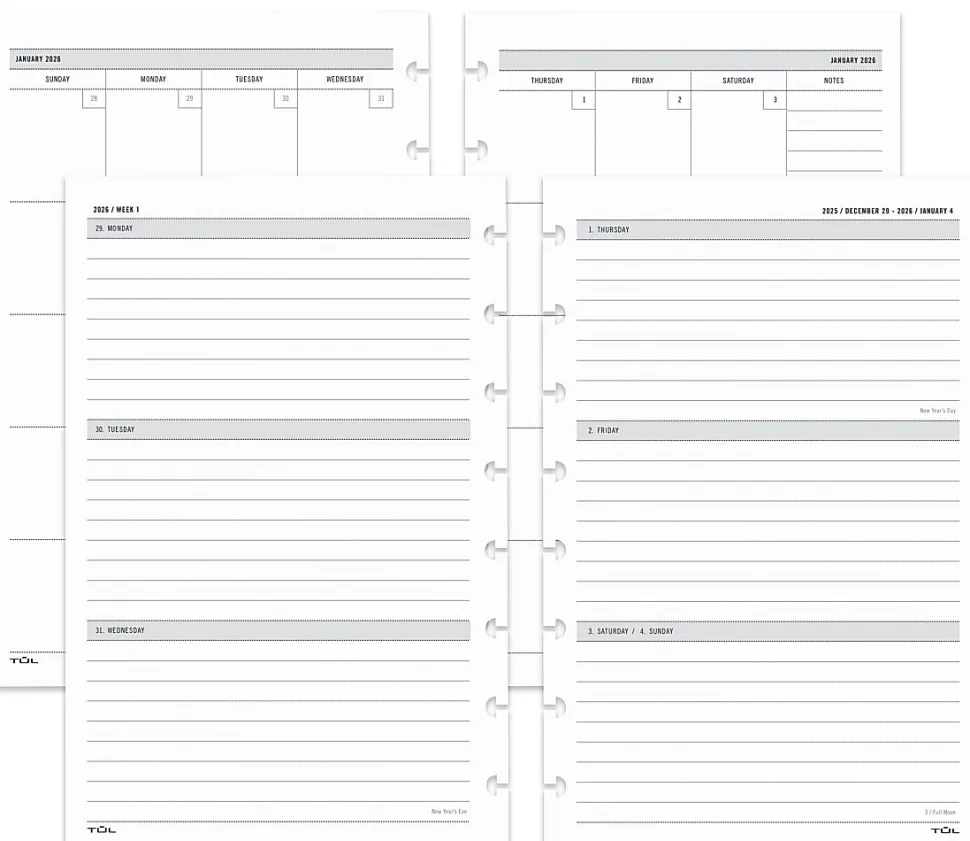 2026 TUL® Discbound Weekly/Monthly Planner Refill Pages, Junior Size, January To December
