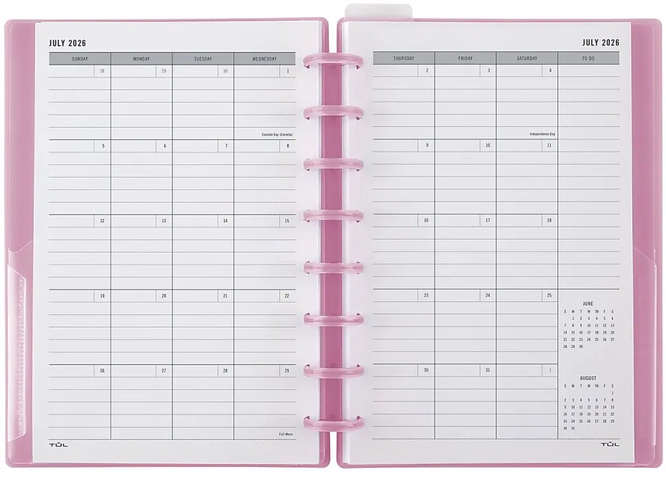 2026-2027 TUL® Discbound Weekly/Monthly Student Planner, Junior Size, Pink, July To June