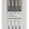 TUL® Fineliner Felt-Tip Pens, Ultra-Fine, 0.4 mm, Silver Barrel, Black Ink, Pack Of 4 Pens
