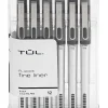 TUL® Fineliner Felt-Tip Pens, Ultra-Fine, 0.4 mm, Silver Barrel, Black Ink, Pack Of 12 Pens