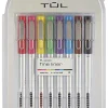 TUL® Fineliner Felt-Tip Pens, Ultra-Fine, 0.4 mm, Silver Barrel, Assorted Ink Colors, Pack Of 8 Pens