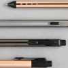 TUL® Fine Writing Solid Metal Barrel Retractable Ballpoint Pen With 2 Refills, Medium Point, 1.0 mm, Rose Gold Barrel, Black/Blue Ink