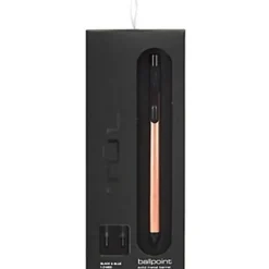 TUL® Fine Writing Solid Metal Barrel Retractable Ballpoint Pen With 2 Refills, Medium Point, 1.0 mm, Rose Gold Barrel, Black/Blue Ink