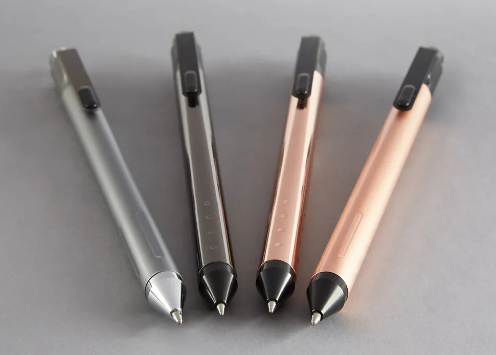 TUL® Fine Writing Solid Metal Barrel Retractable Ballpoint Pen With 2 Refills, Medium Point, 1.0 mm, Rose Gold Barrel, Black/Blue Ink