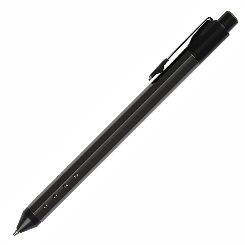 TUL® Fine Writing Solid Metal Barrel Retractable Gel Pen with 2 Refills, Medium Point, 0.7 mm, Gunmetal Barrel, Black & Blue Inks