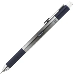 TUL® GL Series Retractable Gel Pens, Needle Point, 0.7 mm, Silver Barrel, Blue Ink, Pack Of 12 Pens