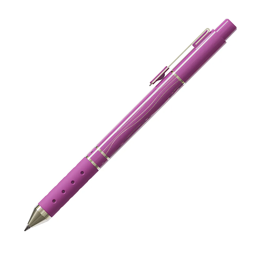TUL® GL Series Retractable Gel Pens, Medium Point, 0.8 mm, Assorted Barrel Colors With Gold Lines, Assorted Metallic Ink, Pack Of 8 Pens