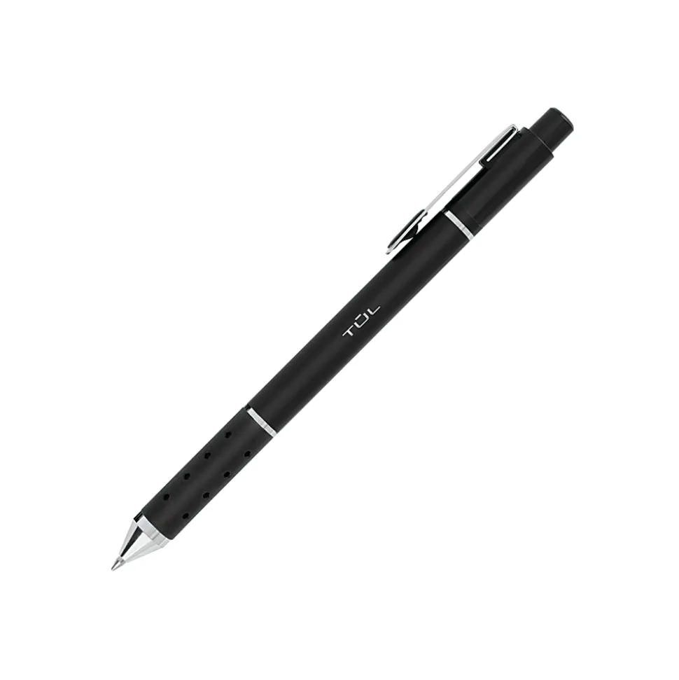 TUL® GL Series Retractable Gel Pens, Mixed Metals, Medium Point, 0.7 mm, Black Barrel, Black Ink, Pack Of 4 Pens