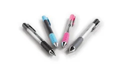 TUL® GL Series Retractable Gel Pens, Needle Point, 0.5 mm, Silver Barrel, Assorted Ink, Pack Of 4 Pens