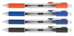 TULĀ® GL Series Retractable Gel Pens, Medium Point, 0.7 mm, Sliver Barrel, Assorted Standard Inks, Pack Of 8 Pens