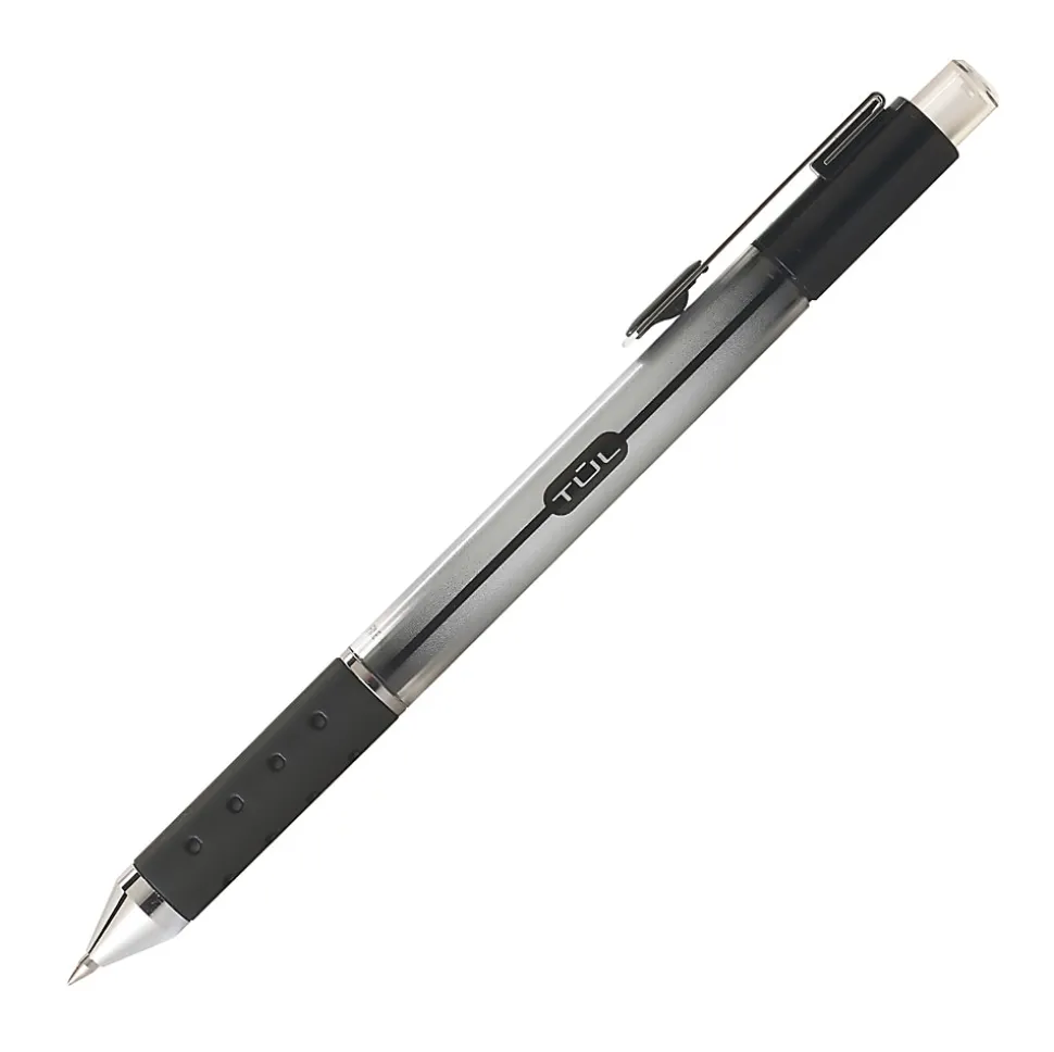 TUL® GL Series Retractable Gel Pens, Fine Point, 0.5 mm, Silver Barrel, Black Ink, Pack Of 12 Pens