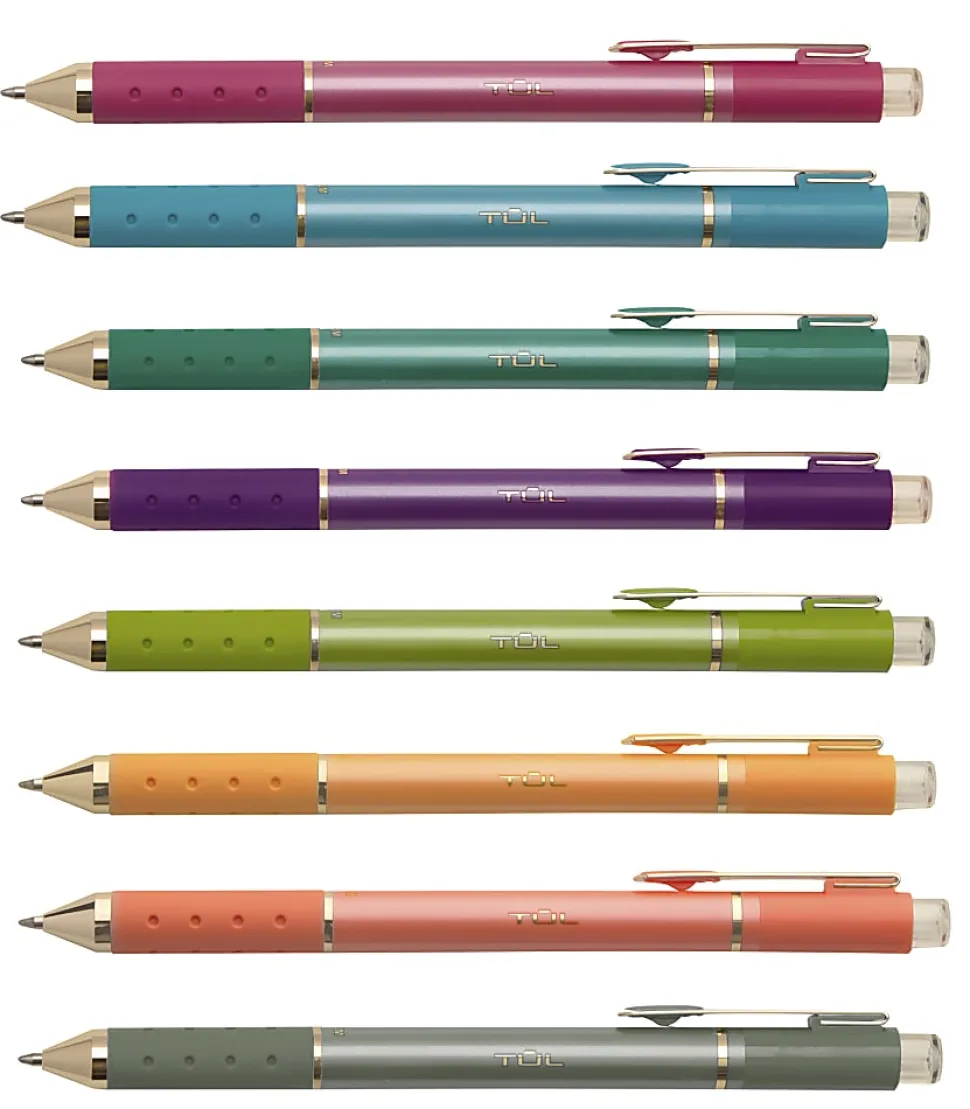 TUL® GL Series Retractable Gel Pens, Medium Point, 0.8 mm, Assorted Barrel Colors, Assorted Deep Metallic Inks, Pack Of 8 Pens
