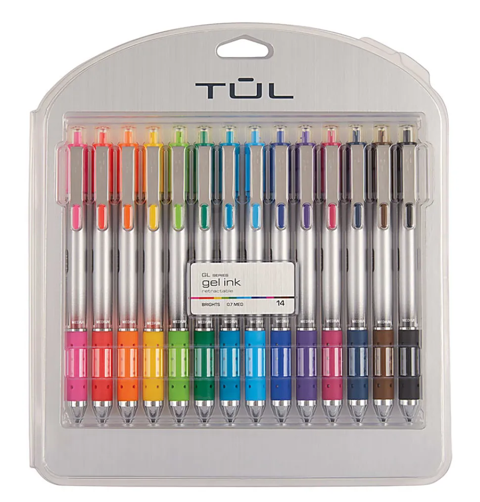 TUL® GL Series Retractable Gel Pens, Medium Point, 0.7 mm, Pearl White Barrel, Blue Ink, Pack Of 4 Pens